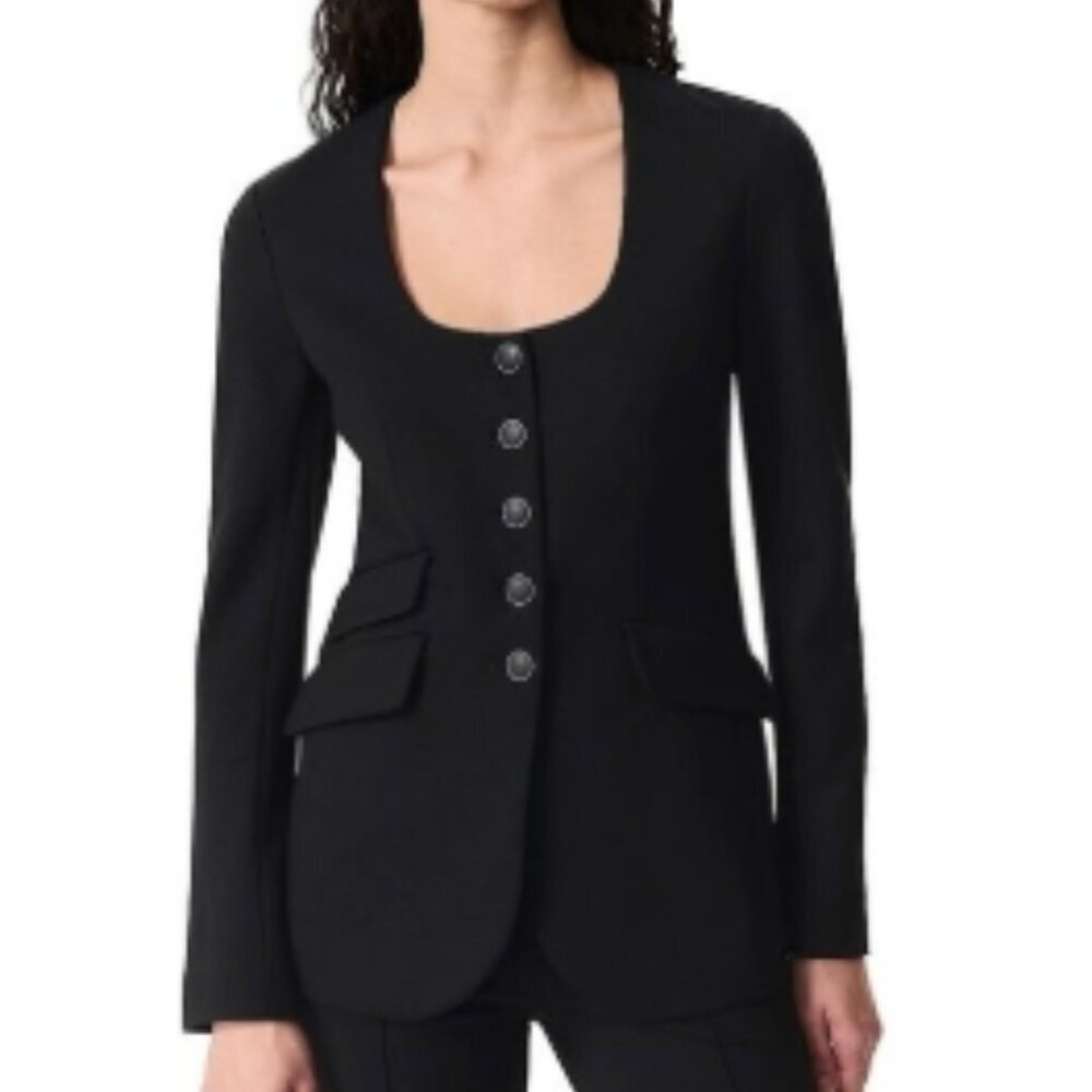 Rag & Bone Roslyn Ponte U‑Neck Blazer – Black – Size 4 – NWT
